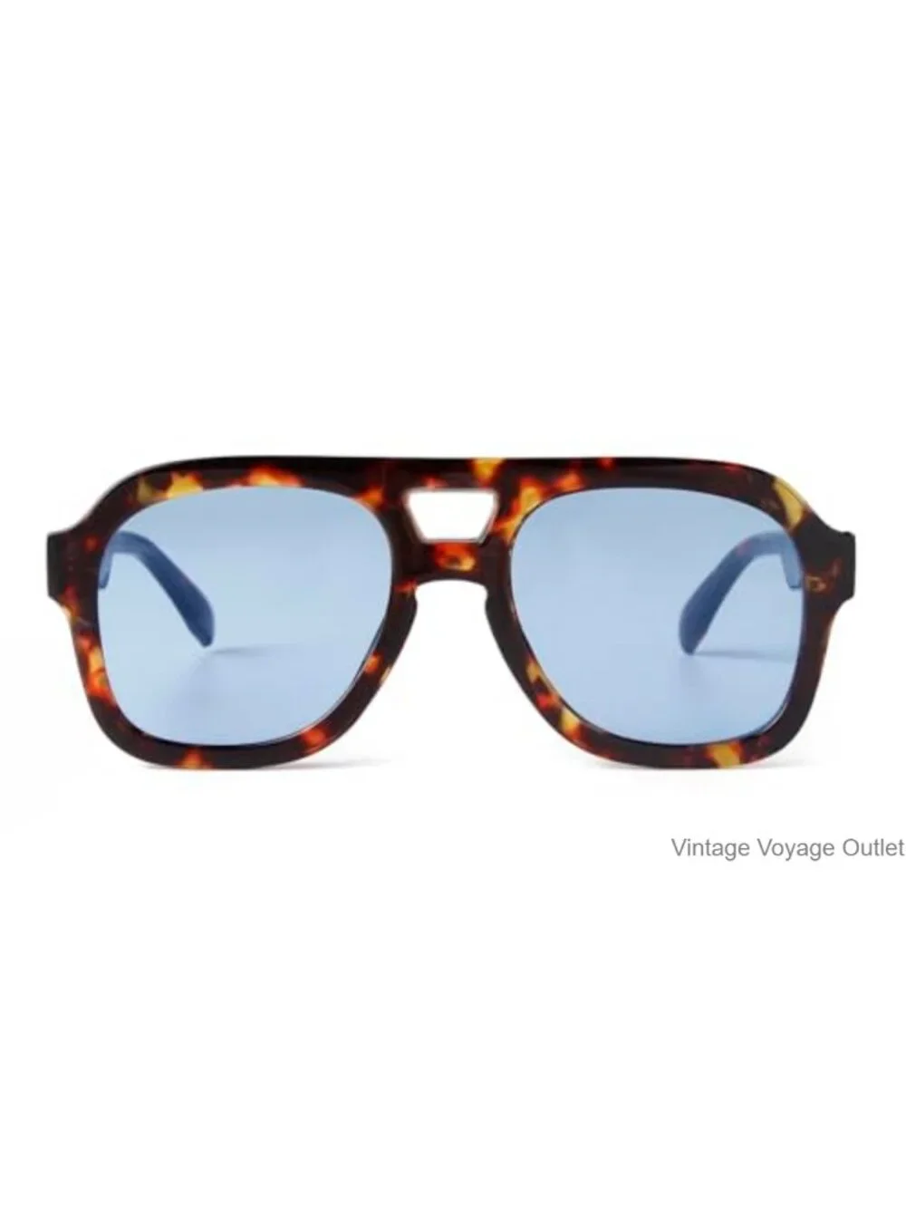 Hexagon Tortoiseshell Sunglasses Blue Tint UV400 Oversized Retro Unisex